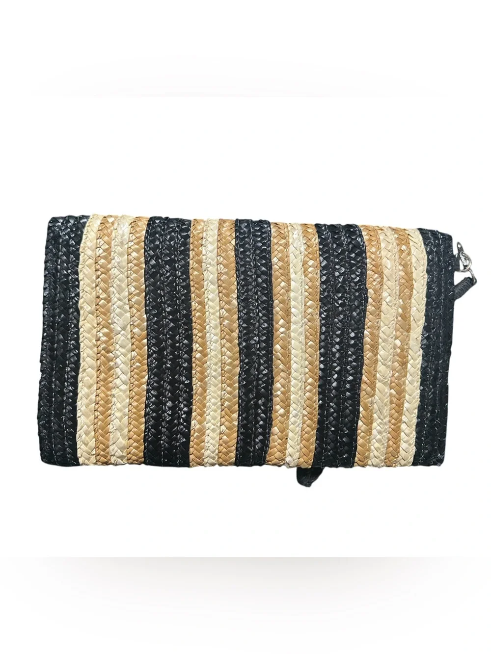 MudPie Black and Tan Woven Wristlet Clutch